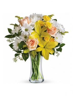 Glass Vase of Yellow Roses